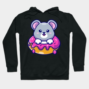 Cute baby mouse with doughnut cartoon Hoodie